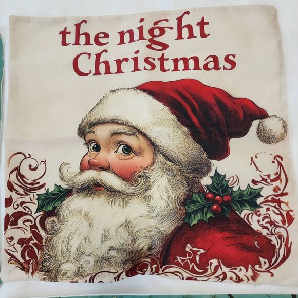 Vintage Christmas Pillow Covers 4 Set Retro Holiday Scene Artwork Decorative New - Picture 5 of 9